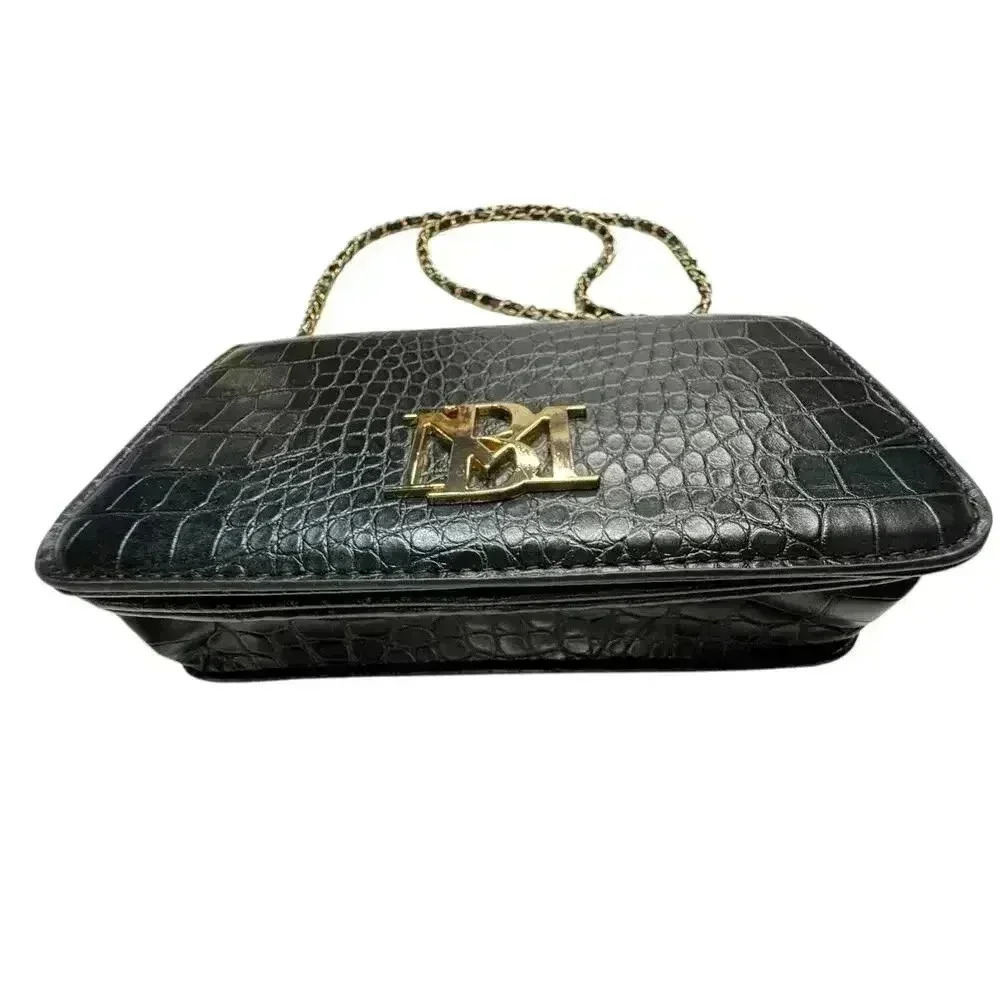 Badgley Mischka Black Crossbody Crocodile Bag / Clutch - Picture 13 of 15